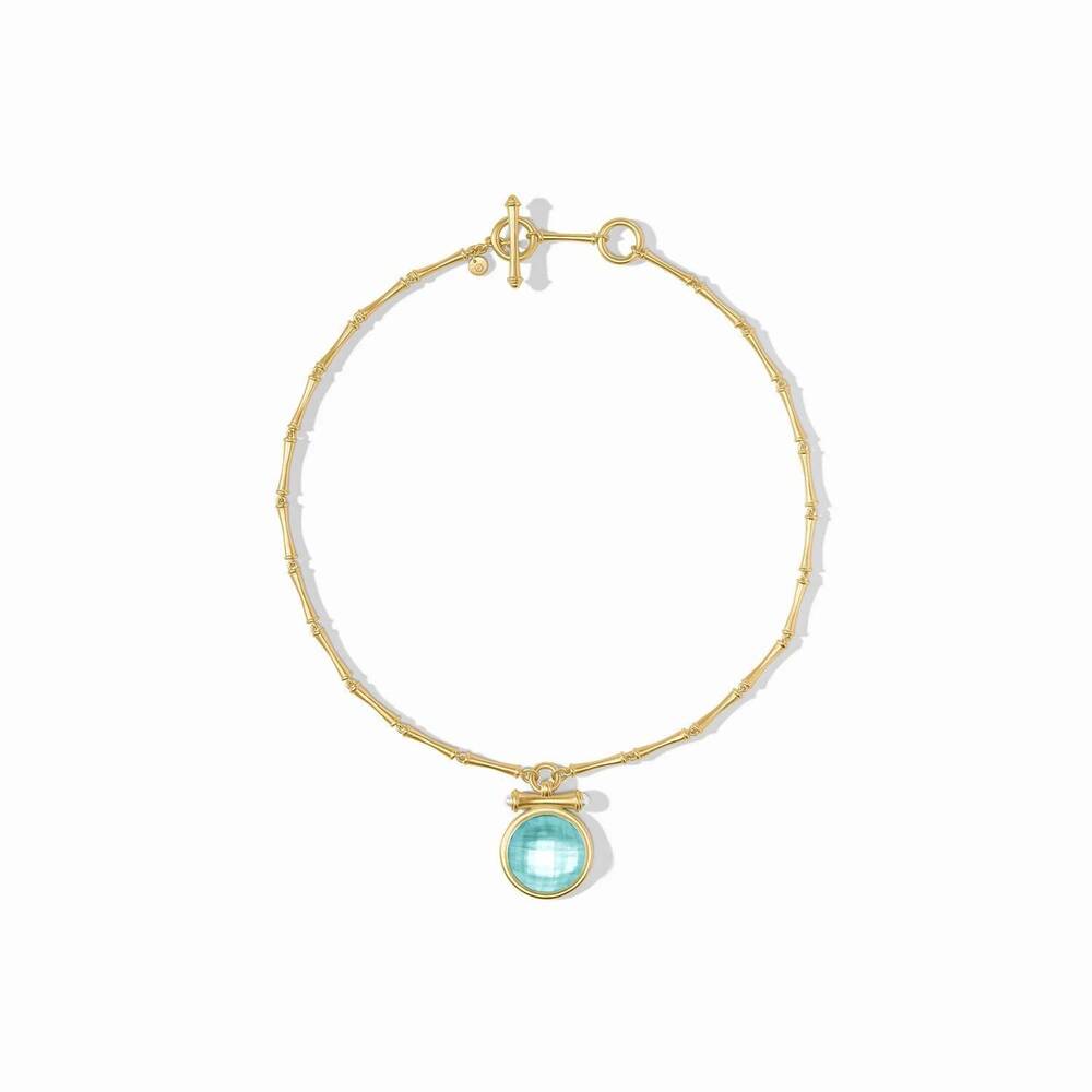 NEW JULIE VOS women's bamboo statement bahamian necklace in blue